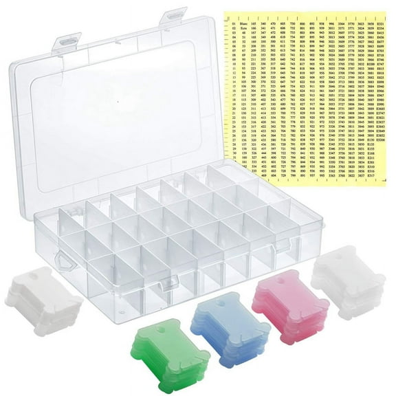 152Pcs Accessories Including Embroidery Thread Bobbins Organizer Box and Floss Number Sticker