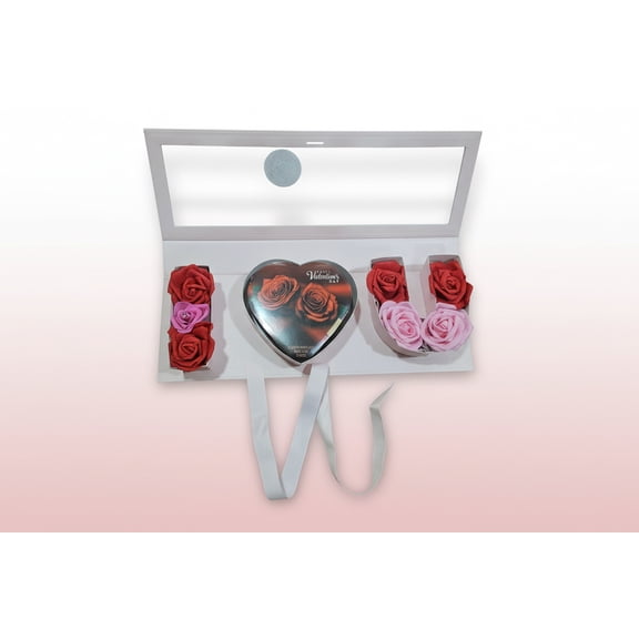 I Love You Gift Box Artificial Red Pink Roses Valentines Day