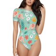 thumbnail image 1 of Balery Elephant and Flowers Body de cuello redondo de manga corta para mujer Tops de manga corta Tops básicos-X-Large, 1 of 7