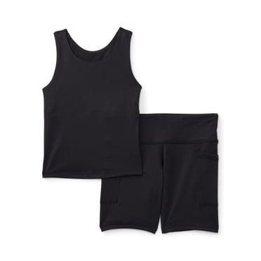 Athletic Works Girls Longline Bra and Bike Shorts Set, 2-Piece, Sizes 4-18 & Plus