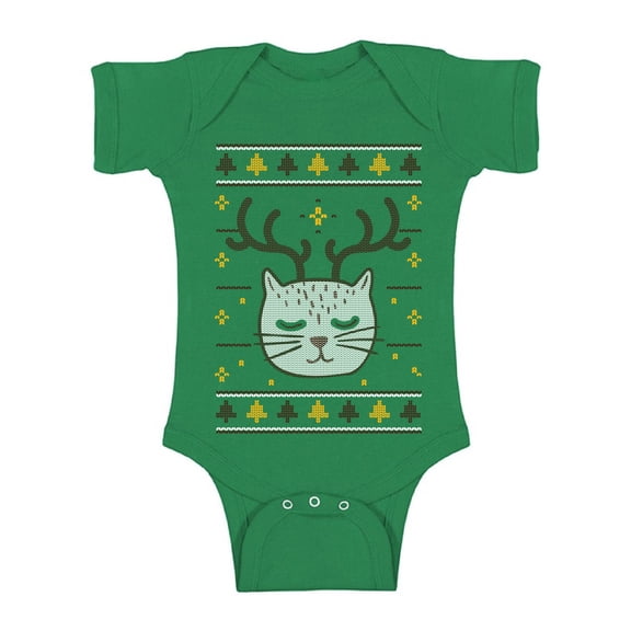 Christmas Deer and Cat Baby Short Sleeve Bodysuit Xmas One Piece Top Baby Girls Baby Boys Happy New Year Gifts