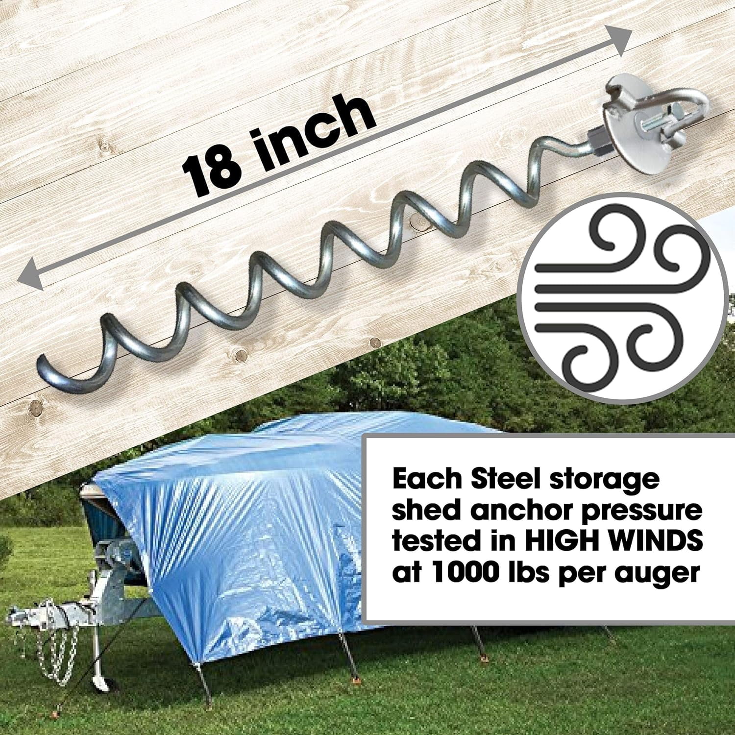 Ingeniuso - Spiral Ground Anchor - Heavy Duty Screw in Spiral Stakes, Folding Ring Ground Stakes for Securing Dogs, Tents, Trampolines, Canopies, Swing Sets, 4-Pack