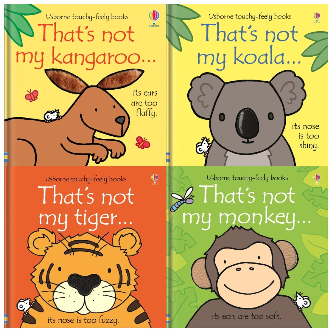 Usborne Touchy Feely Wild Animals Collection 4 Books Set by Fiona Watt Thats not my Monkey