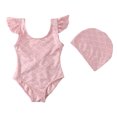 thumbnail image 2 of Hienoo Girls Cute Bow Ruffle One-Piece Swimsuit with Hat Swimwear Bathing Suits, 2 of 7