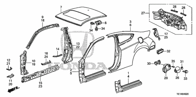 Genuine Oe Honda Panel Rear 66100 Te0 A00zz Walmart Com