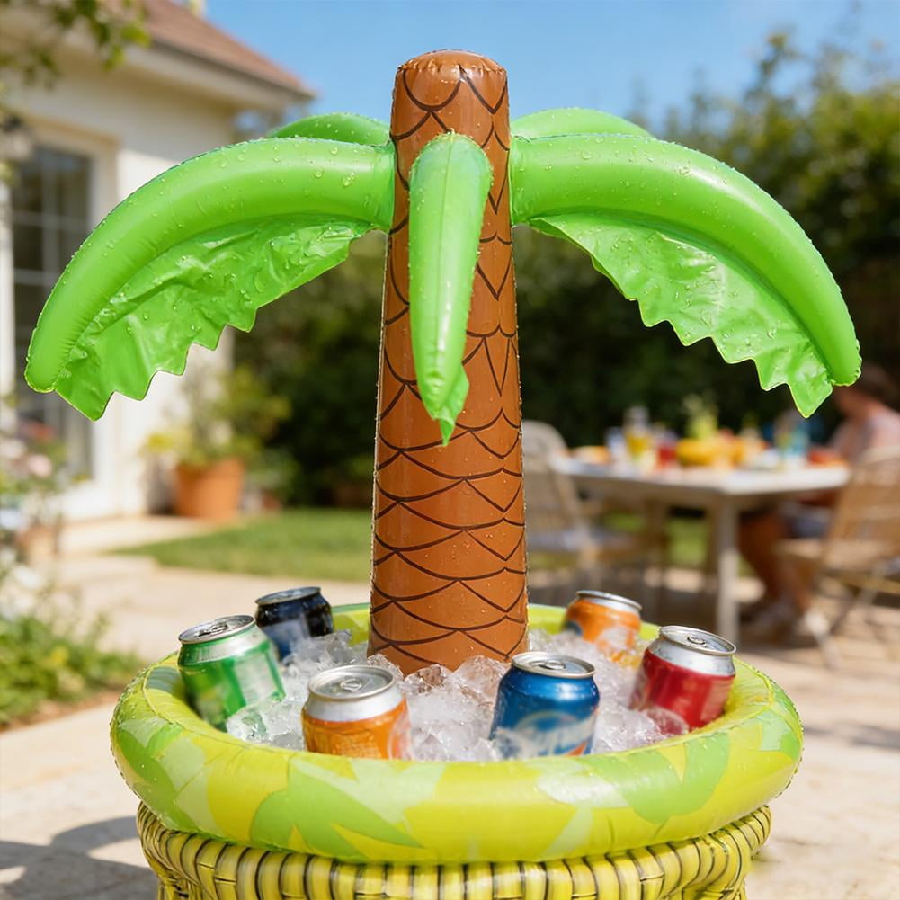 Palm Tree Cooler, Inflatable Palm Tree Cooler, Inflatable Palms Trees Ice Bucket, PVC Beverage Coolers for Pool Parties and Beach, Fade Resistant and Portable Desig(2524)
