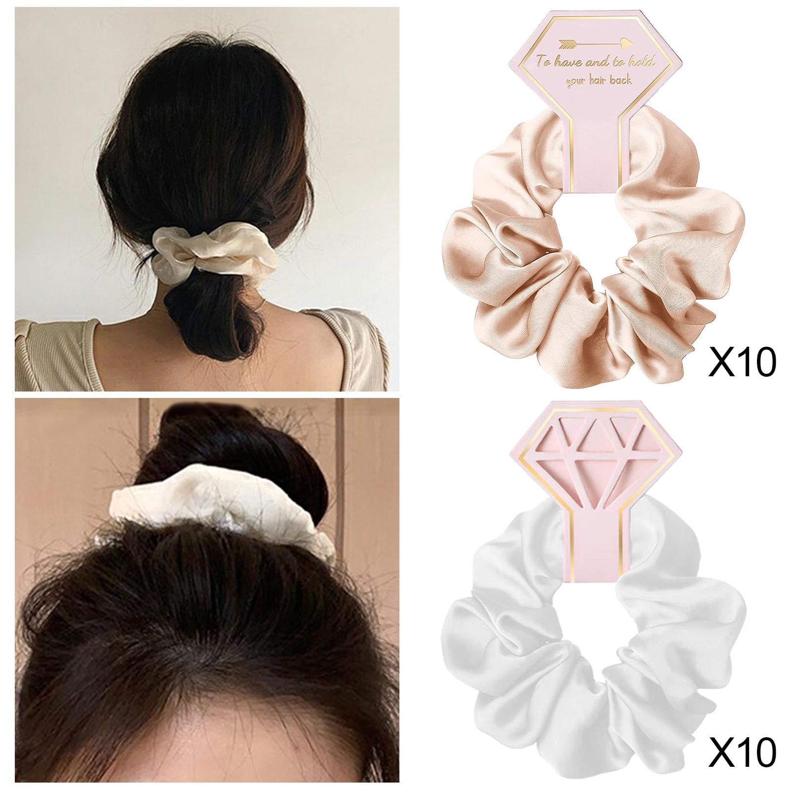 GUOOL 20Pcs Elastic Hair Ties, Headwear Hairstyles Headband Bridesmaid Scrunchies for Bridal Parties Wedding Gifts , White Champagne