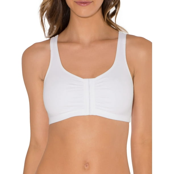 Fruit of the Loom Women's Plus Size Front Close Builtup Sports Bra, White,  34