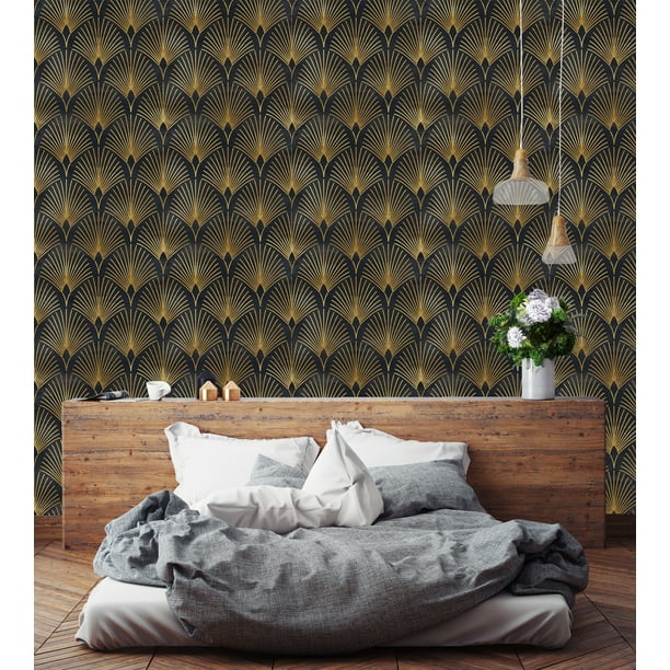 Dark Art Deco Peel and Stick Wallpaper - Walmart.com - Walmart.com