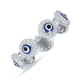 thumbnail image 2 of Halo Round Good Luck Evil Eye Rings Cubic Zirconia 925 Sterling Silver Size 5, 2 of 6