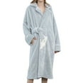 thumbnail image 1 of WZXFASHION Women Fleece Bathrobe Plush Short Robe Long Sleeve Robe Attached Belt Soft Sleepwear Ladies Loungewear WomenRobes Blue XXL, 1 of 5