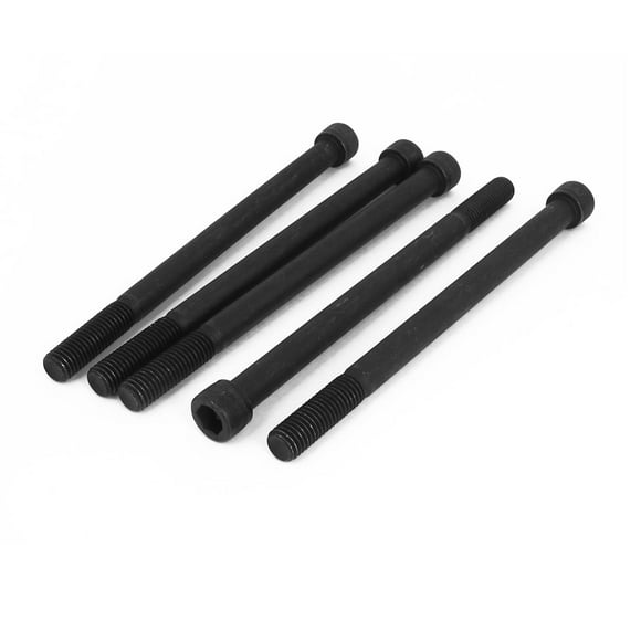 Unique Bargains M12 x 180mm 12.9 Alloy Steel Hex Socket Head Cap Screw Bolt Black 5pcs