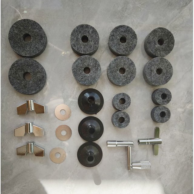 Juego de almohadillas de fieltro para batería, juego de fieltro antideslizante para batería, juego de 23 piezas, gris y negro, accesorios para batería de 18 piezas