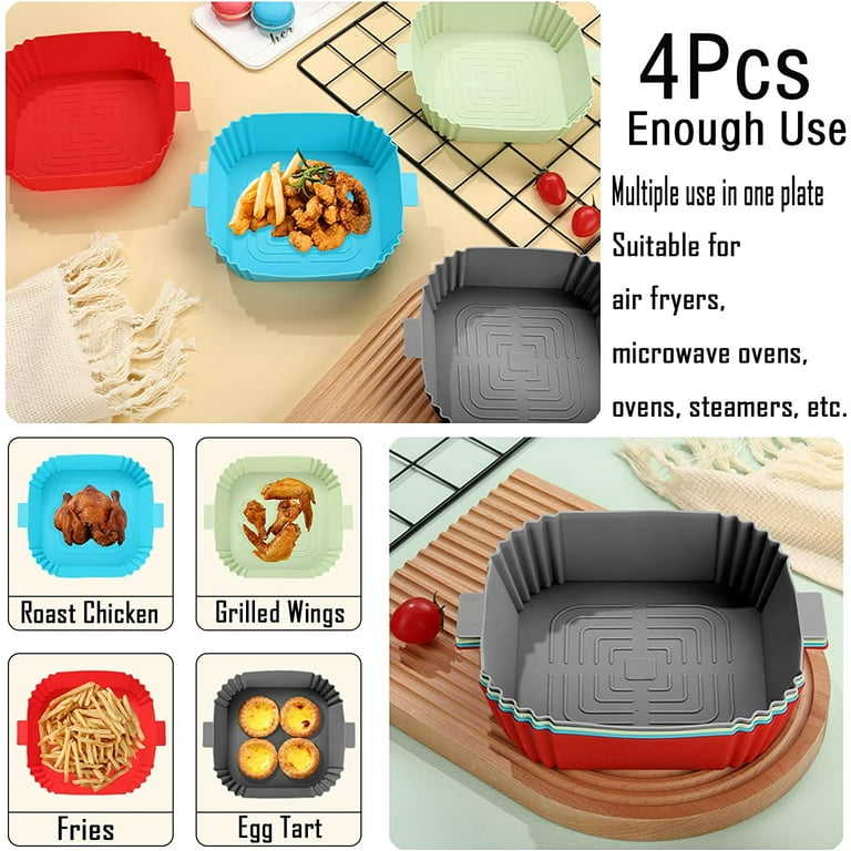 Air Fryer Silicone Liners Pot for 4 to 7 QT Square Silicone Air