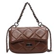 thumbnail image 1 of Bolso de PU de un solo hombro, bolso suave para mujer, bolso con cadena de diamantes, bolso cruzado de un solo hombro, marrón, 1 of 5