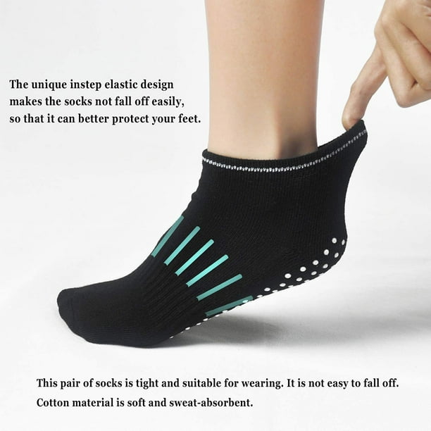 EIMELI 4 Pairs Sticky Grips Socks For Women Yoga Trampoline Socks Wood  Floors Non Skid Slip Barre Ballet Cushioned Sole Grip Socks 