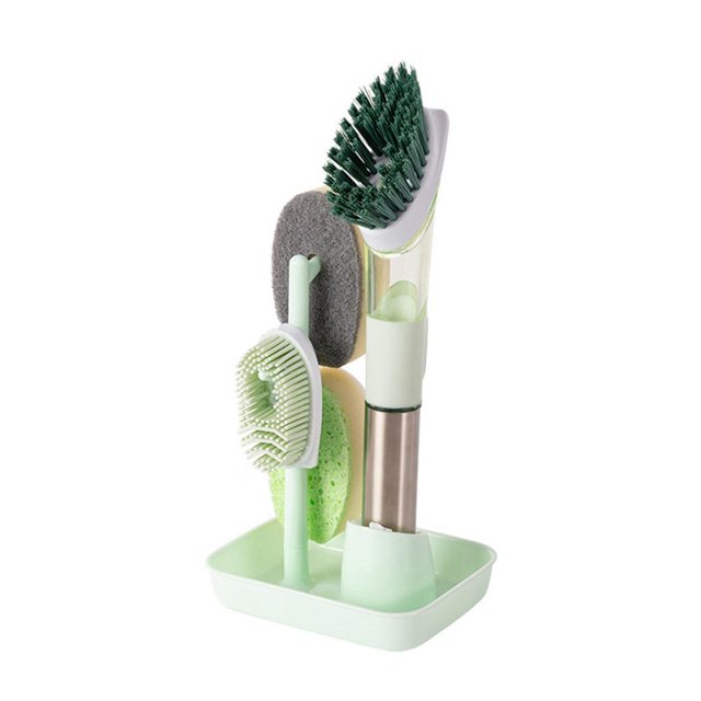De Jabón 4 En 1 Con 4 Cabezales De Cepillo De Repuesto Cepillo Para Fregar Platos De Cocina Con Base Cepillo De Limpieza De Cocina Para Limpieza De Ollas, Sartenes Y Fregaderos Speravity HA040266-02