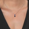 thumbnail image 3 of Gem Stone King Black Onyx and Blue Created Sapphire 3 Stone Pendant Necklace for Women (0.87 cttw, Gemstone Birthstone, Round 5MM, 4MM and 3MM, with 18 inch Chain), 3 of 3