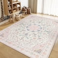 thumbnail image 4 of Washable Area Rug - Vintage Rugs for Living Room Non-Slip Backing Accent Area Rugs for Bedroom Soft Dining Room Mat, Indoor Carpet for Sunroom Playroom Dorm Classroom Home Office (Pink, 6'x9'), 4 of 11