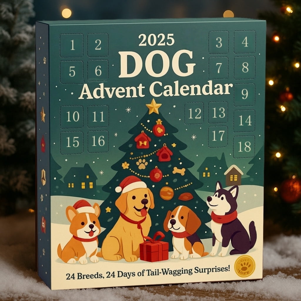 Dog Advent Calendar 2026 with 24 Christmas Dog Toys Countdown Calendar Gift for Dog Lovers Families Collectors Featuring Mini Breed Figures