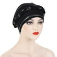 thumbnail image 4 of BKQCNKM Headbands for Women Headband for Washing Face Women Braid Hat Muslim Ruffle Cancer Turban Wrap Cap Headbands, Black One Size, 4 of 4