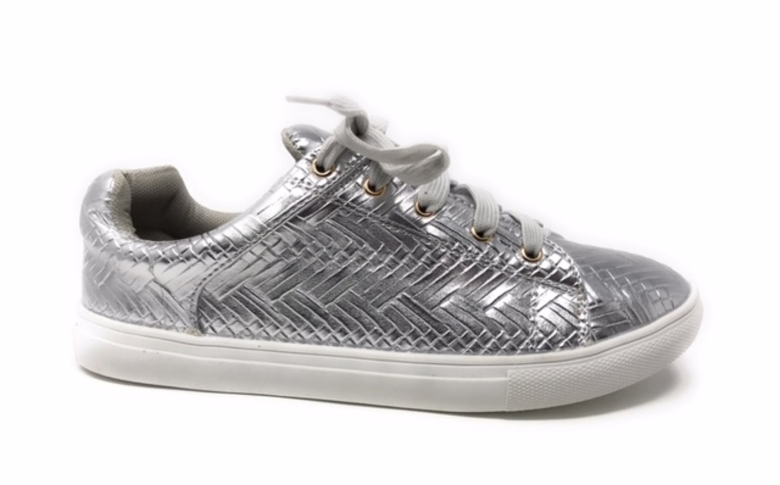 Forever Young Women's Metallic Weaved Textured Lace up Sneakers