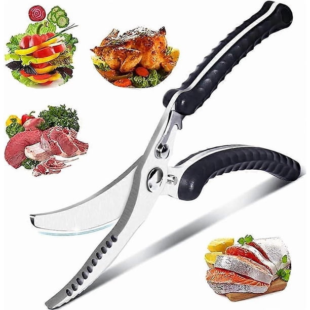 Kitchen Scissors, Poultry Scissors, Stainless Steel Kitchen Shears, Kitchen Scissors with Non-Slip Handle, for Cutting Chicken, Bones, Fish, Meat, Veg