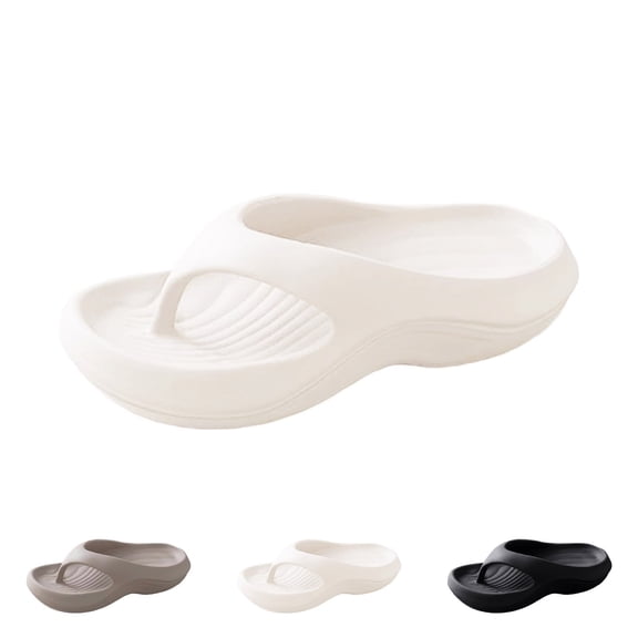 Thick Sole Flip Flops for Women Men, Non-Slip Cloud Cushion Thong Sandals for Beach Shower indoor Outdoor White 38