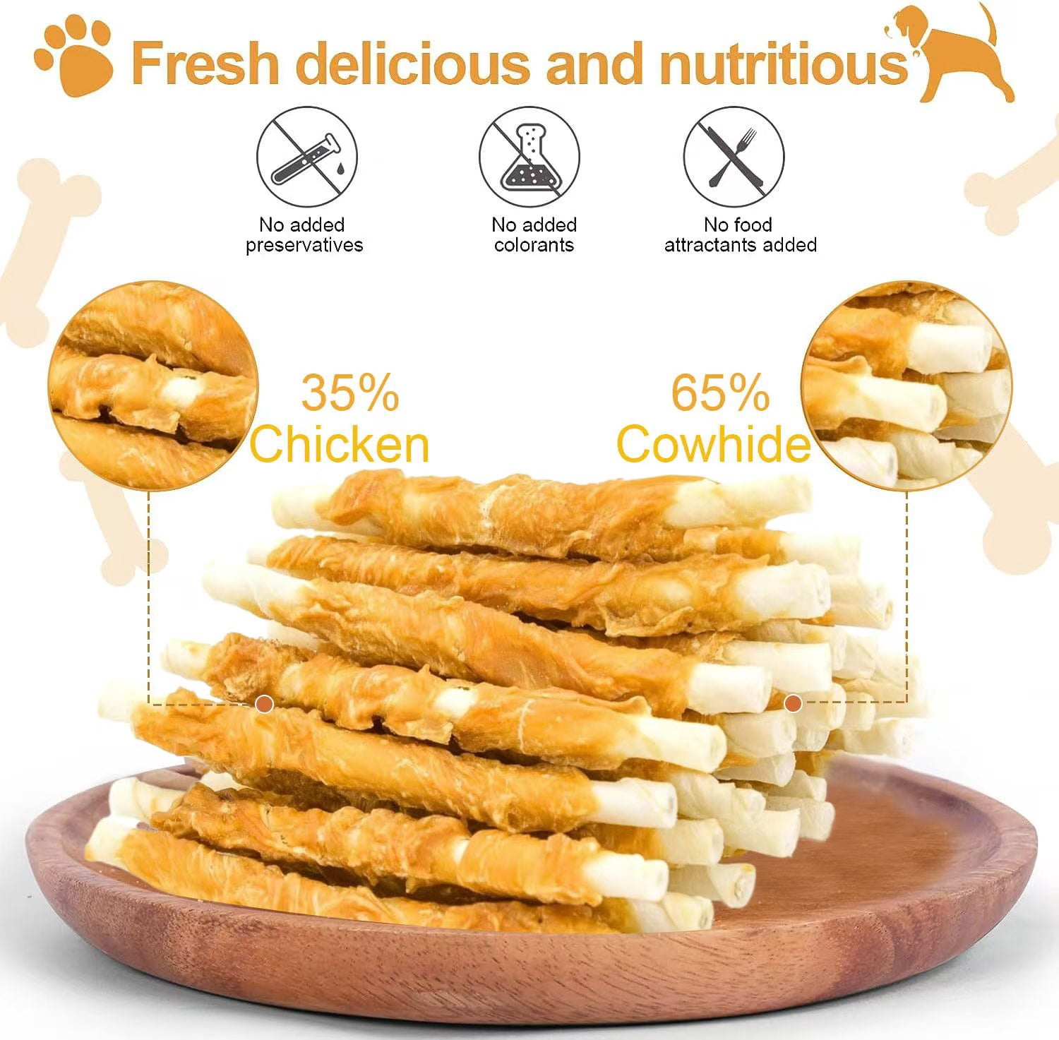 Bulk Chicken Dog Treats Pack – 2× 10.58oz Chicken Wrapped Sweet Potato Jerky & 2× 18pcs (8.8oz) Chicken Wrapped Rawhide Sticks – Natural Grain-Free Chews for Training & Dental Health, Large Dogs