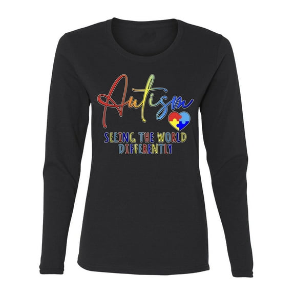 Wild Bobby Autism Seeing The World Different Autism Awareness Women Graphic Long Sleeve Tee
