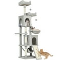 thumbnail image 1 of PawHut 70" Cat Tree, Multi-Level Cat Tower with 2 Condos, Light Grey, 1 of 10