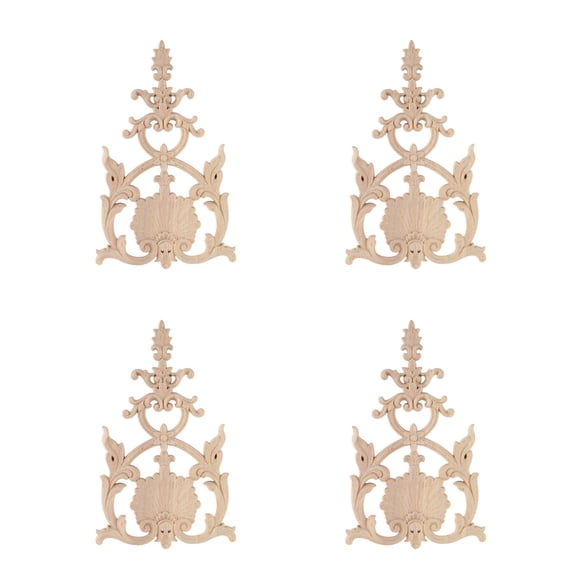 4X Apliques Tallados de Madera de Caucho Decoración de de Muebles Vintage H