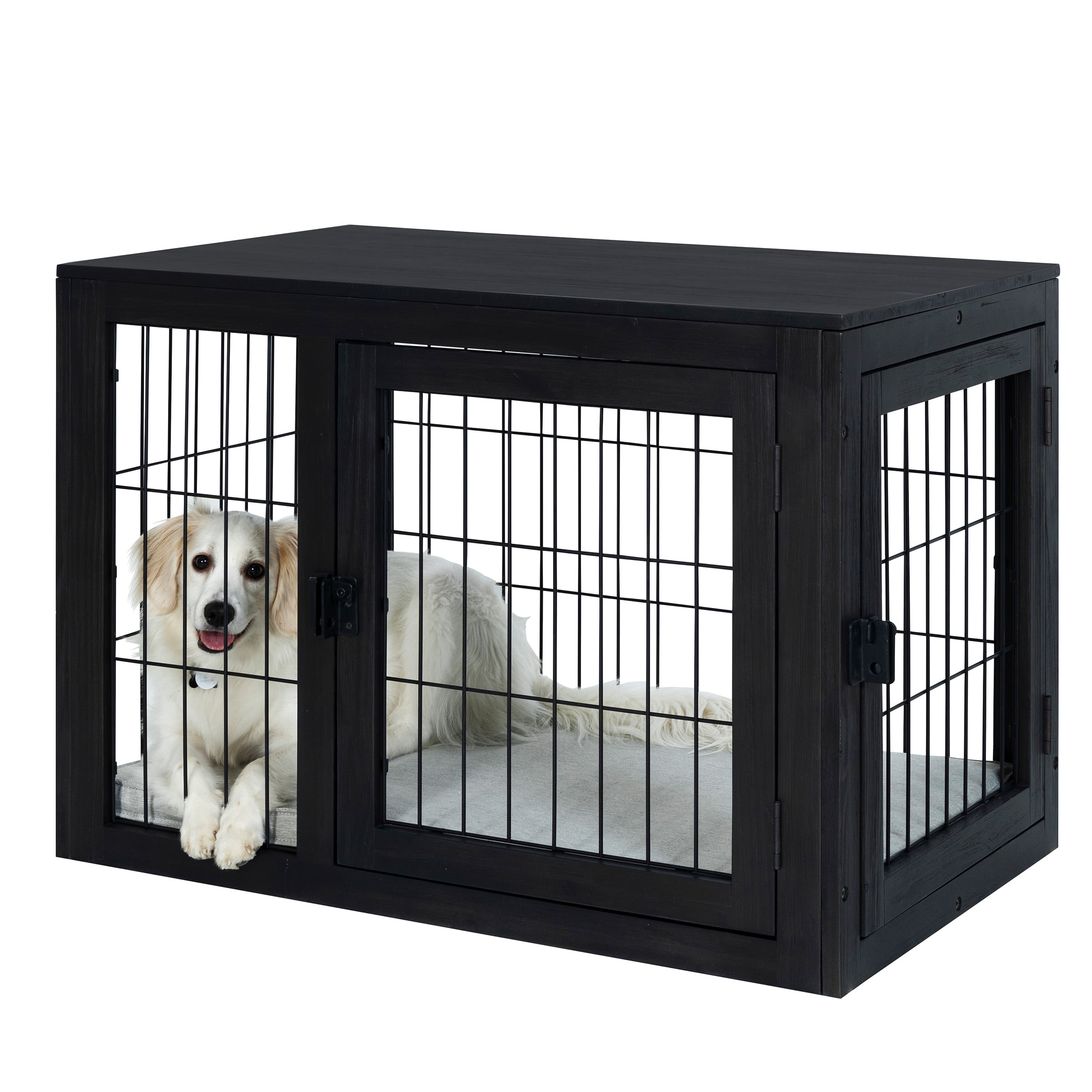Image showcasing PETMAKER Medium Furniture-Style Dog Crate with Double Doors and Cushion ...