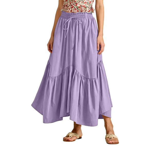 Aellinatey Elegant Women's High Waist Renaissance A Line Swing Maxi Skirt With Pockets