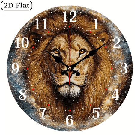 Wllo0ord lion galaxy space Wooden Wall Clock Wall Decor for Linving Room, Wall art Decor Perfect for Living Room, Dorm, Bedroom, Kitchen, Home Office & More, Wall Clock Living Room