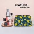 thumbnail image 4 of Cute Lemon Flowers Makeup Bag, Large Capacity Travel Cosmetic Bag for Women Girls- Travel Toiletry Bag Leather Portable Waterproof Makeup Case Organizer with Handle, 4 of 4