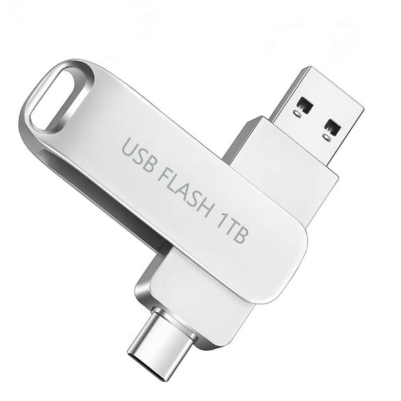 USB Flash Drive 1TB/1000GB 2in1 OTG Thumb Drive Storage Photo Stick for Type C Phones, Laptops,  PC, Etc