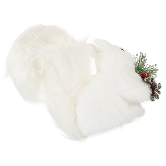 Masteelf White Plush Squirrel Figurine for Home Decor, Office Desk Accessory, Gift for Friends, Classmates, and Holiday Present