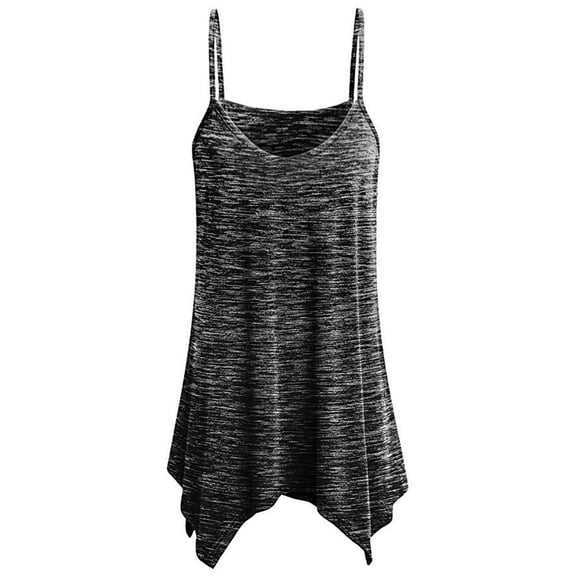 Awwp Womens Camisole Sleeveless Crew Neck Asymmetric Tank Tops Lightweight Versatile Adjustable Spaghetti Strap Loose Fit Flowy Beach Vacation Blouse Grey Xl