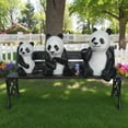 thumbnail image 3 of Nifao Three Panda Bears Sitting on Bench Bronze Statue – Garden Outdoor Decor Sculpture, 53"L x 28"W x 36"H, 3 of 13