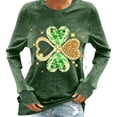 thumbnail image 2 of Xuyuer Women St. Patrick's Day Sweatshirts Shamrock Shirt Clover Printed Long Sleeve Irish Gift Casual Loose Fit Tops Hooded Sweatshirt, 2 of 6