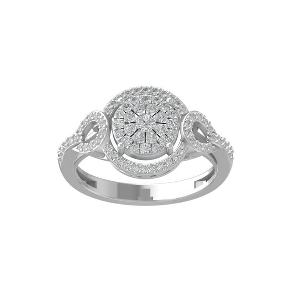 ARAIYA FINE JEWELRY 14K White Gold Round Cluster Diamond Engagement Ring (1/2 cttw, I-J Color, I2-I3 Clarity), Size 8