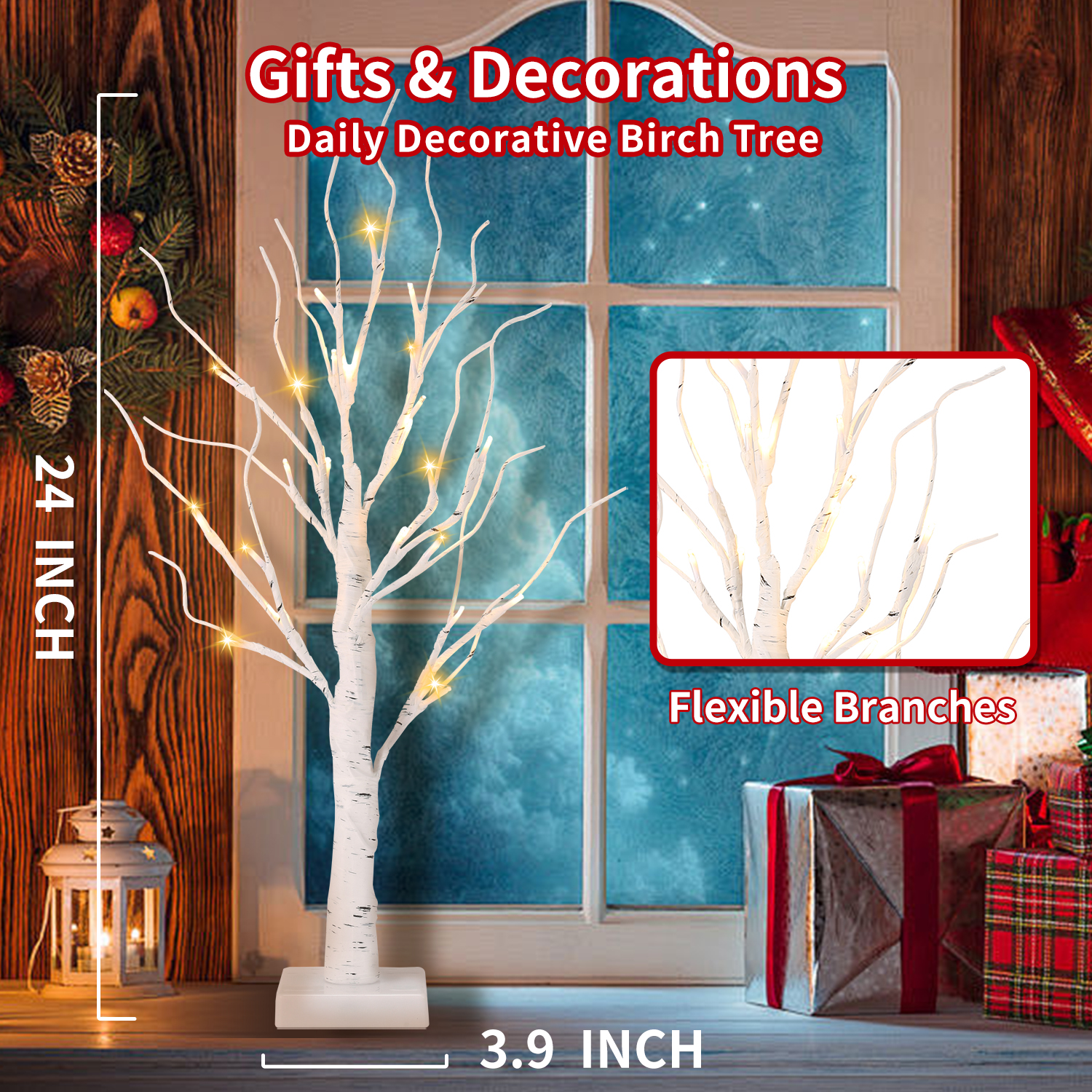 NOWSTO Birch Tree with Lights 2-Pack, 2 Ft photo 4
