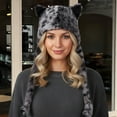 thumbnail image 5 of Tisuna Women Winter Hat With Cute Ear Leopard Print Stretchy Earflap Hats Warm Windproof Ladies Cold Weather Headwear Grey, 5 of 5