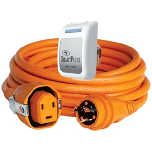 Cordon Double Configuration 30 Ampères 50 Pieds avec Connexion Twist-Type, Blanc