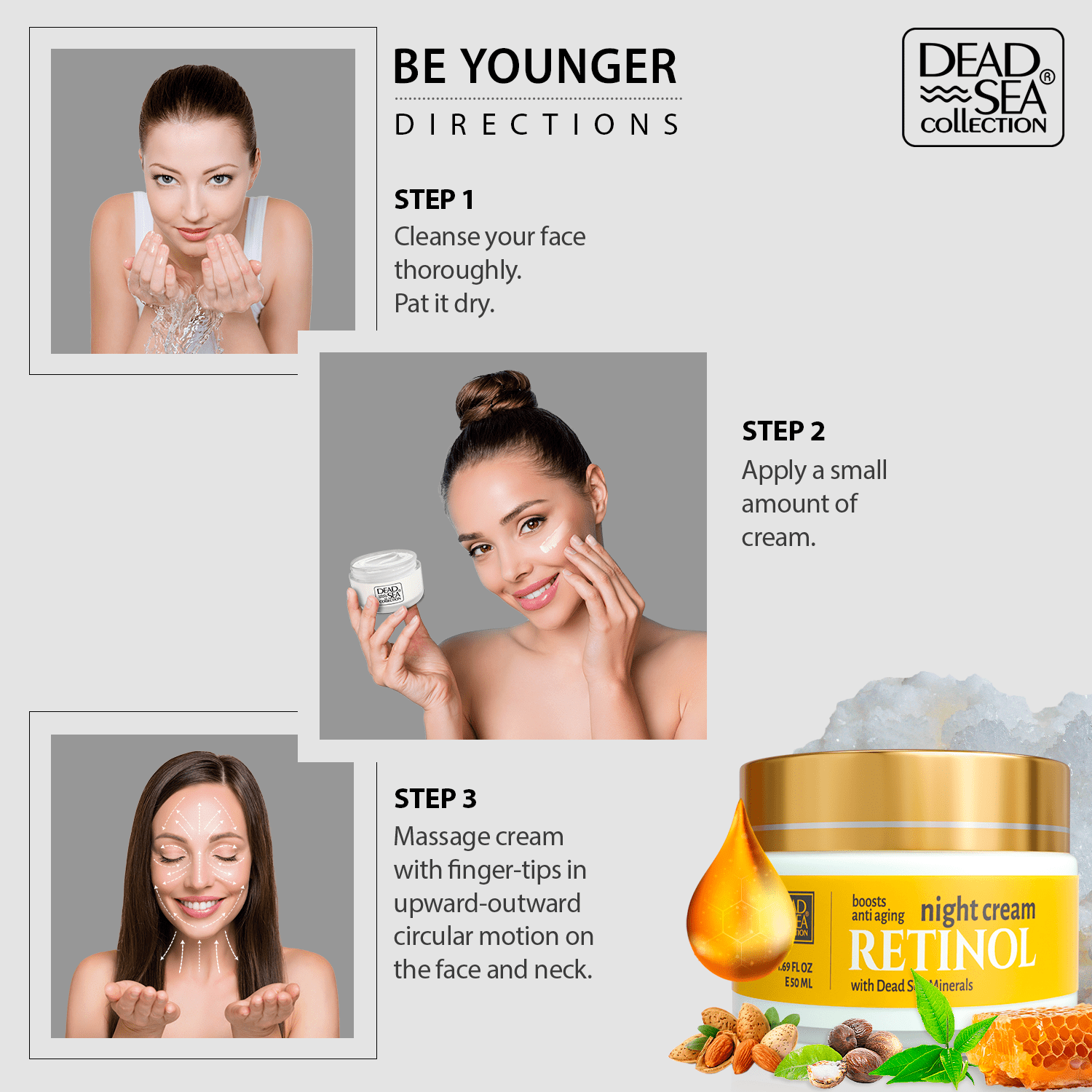 Dead Sea Collection Retinol Anti-Aging Night Cream - Face Moisturizer with Retinol - Firming Cream with Dead Sea Minerals and Retinol - 1,69 Fl. Oz