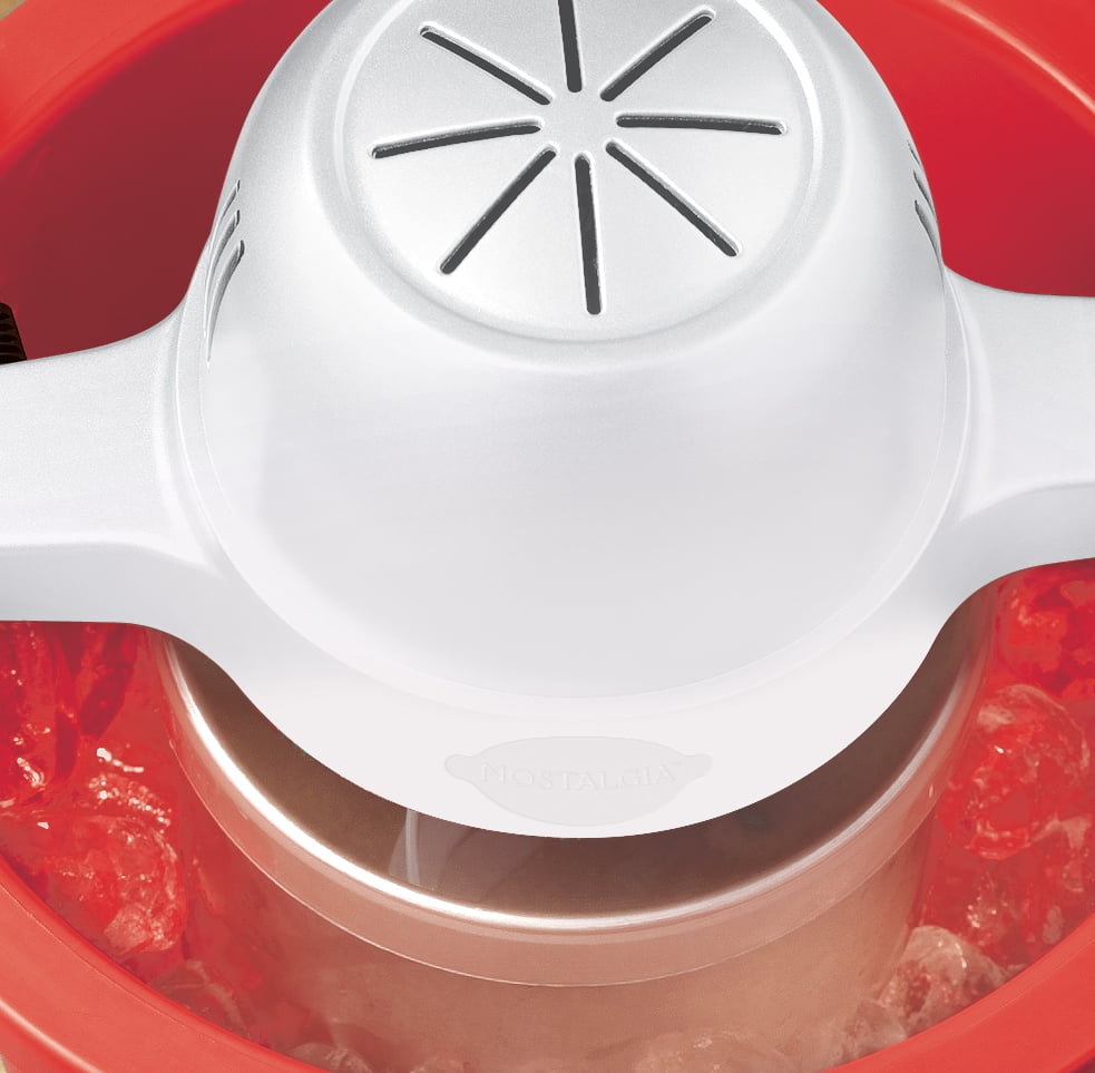 Nostalgia 4-Quart Ice Cream Machine, Electric Ice Cream Maker with Transparent Lid, Red
