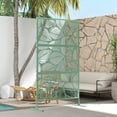 thumbnail image 1 of Light Green Leaf Pattern Outdoor Privacy Screen, 3 Vertical Panels, Steel Frame, Trellis for Climbing Plants, 1 of 7