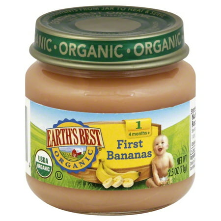 Earth's Best Organic Stage 1 Baby Food, First Bananas, 2.5 oz. (Best Foods For 7 Month Old)