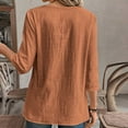 thumbnail image 4 of Women's Blouses & Shirts Solid Color Round Neck 3/4 Sleeve Dressy T-shirt Fall Winter Casual Loose Elegant Tunic Tops Comfortable Lightweight Fashion Cotton Tees Size S-3XL, 4 of 8